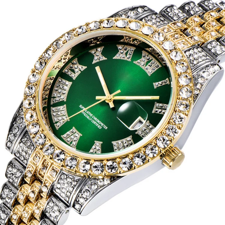 滿鉆日歷石英男表，原裝進口機芯，走時精準、性能穩定，水鉆裝潢表盤，令人一見傾心，型男紳士出行的標配！